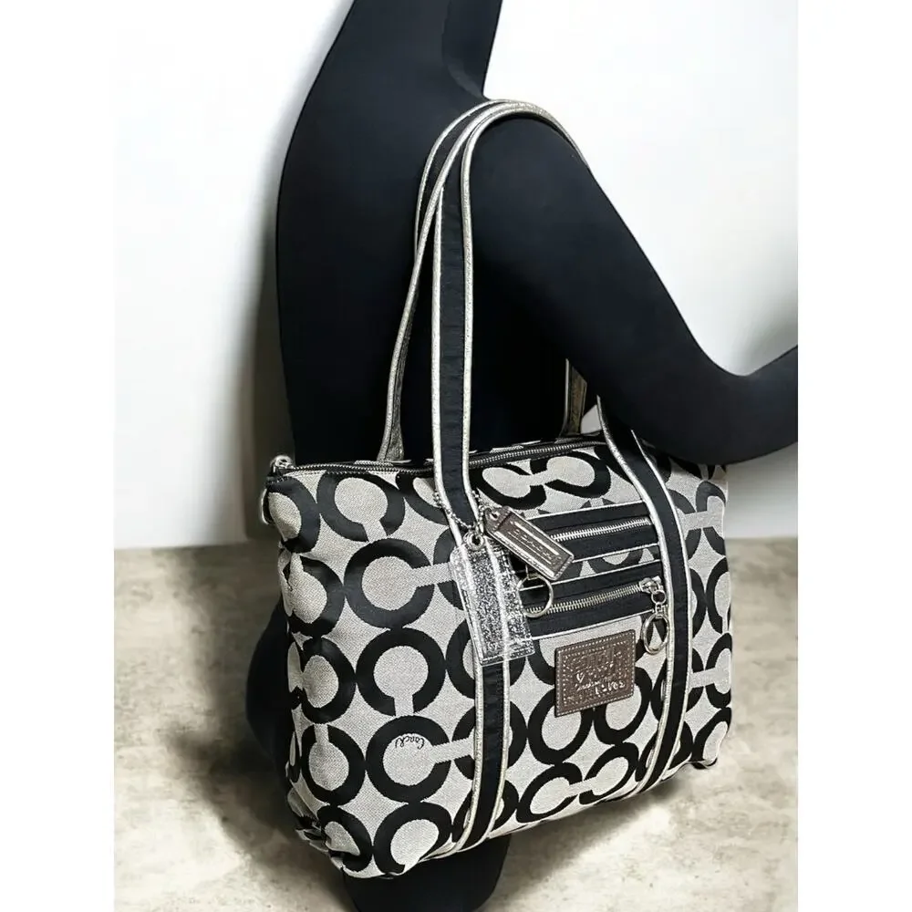 Y2K Coach 13826 Poppy OP Art Signature Tote & Applique Wristlet Set